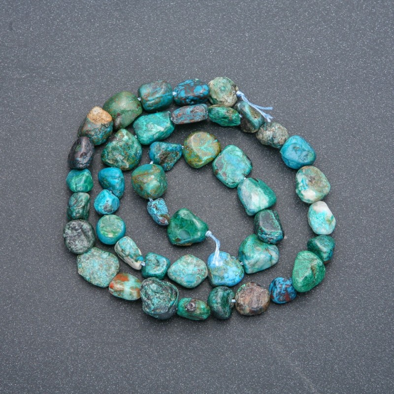 Perles de chrysocolle galetées sur fil, diamètre 8×9 mm, longueur 40 cm, + -