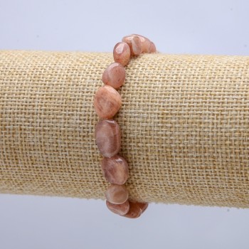 Bracelet élastique en sélénite naturel, galetée, diamètre 10×8 mm, tour de poignet 18 cm +
