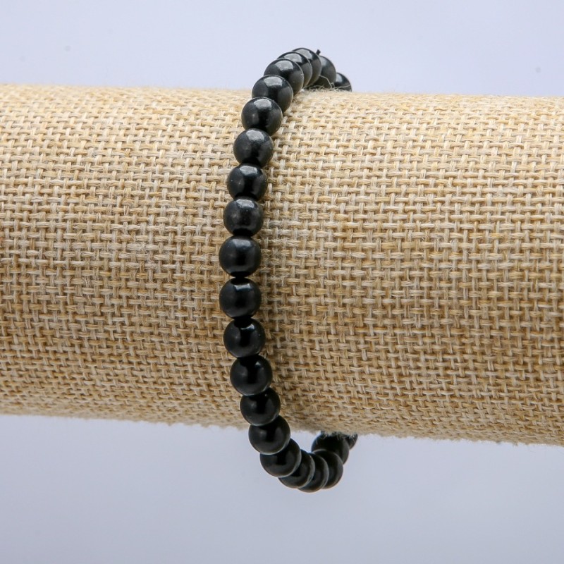 Bracelet élastique en shungite, perles lisses de 6 mm, longueur 18 cm +