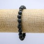 Bracelet élastique en lave, diamètre 8 mm ±, avec insertions sombres