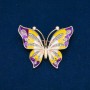 Broche Papillon émaillé, strass blancs, métal doré 54 × 43 mm +