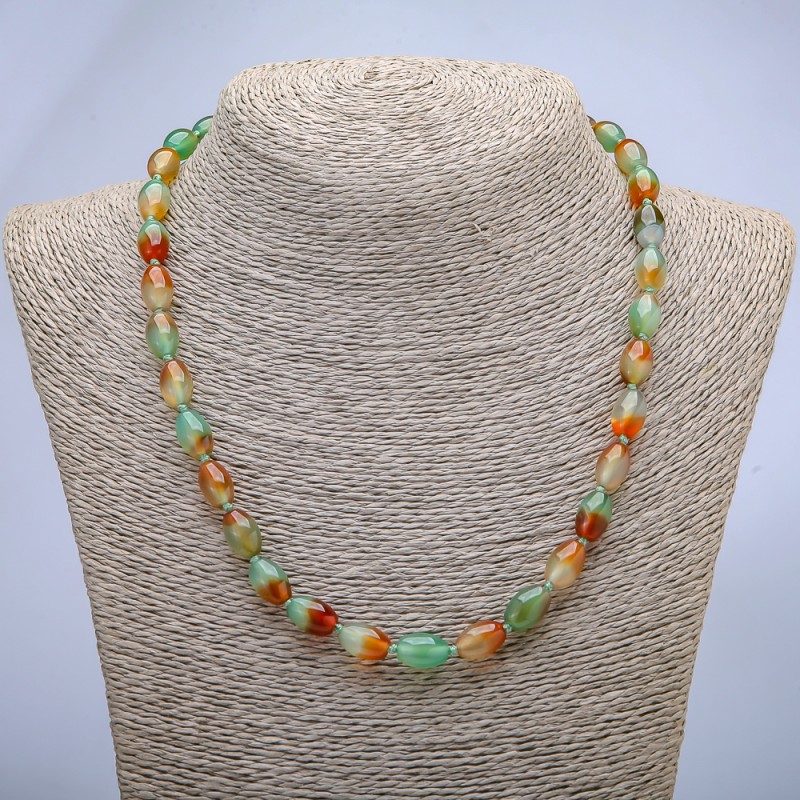 Collier en agate du Brésil barillet, diamètre 8 × 12 mm ±, longueur 45 cm ±