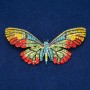 Broche papillon en métal doré, strass multicolores 81×37 mm +