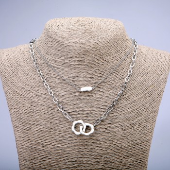 Chaîne Xuping avec pendentif plaqué rhodium, épaisseurs 4,5 mm et 1,5 mm, longueur 48 cm