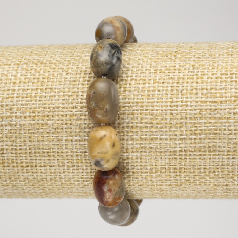 Bracelet élastique en agate marocaine, diamètre 10×14 mm+