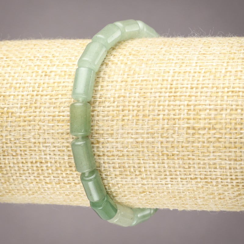 Bracelet élastique en néphrite, perles cylindriques lisses, diamètre 10 × 6 mm +