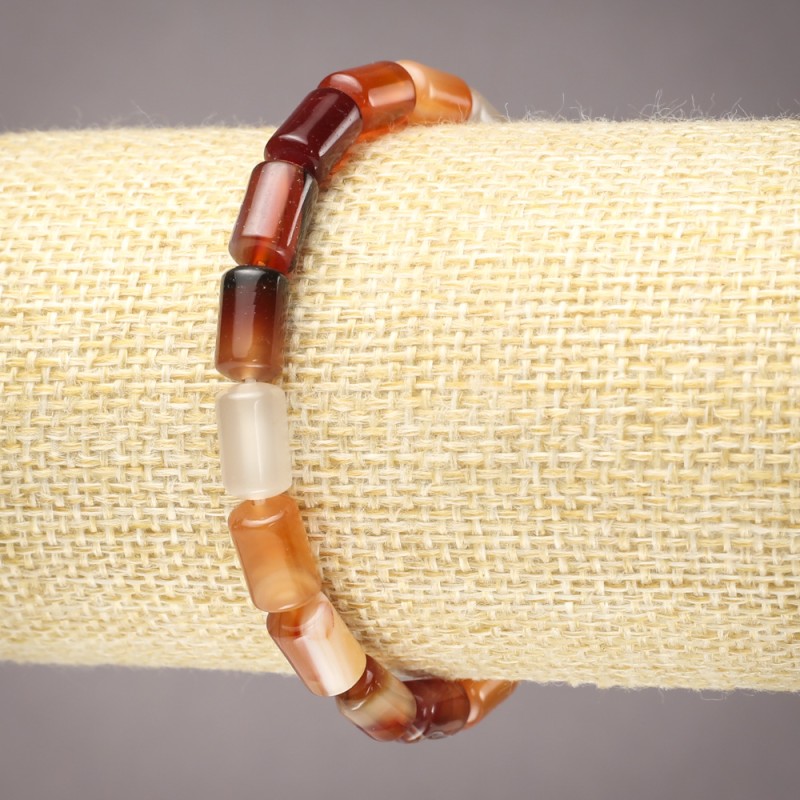 Bracelet élastique en cornaline, perles cylindriques lisses, diamètre 10×6 mm+