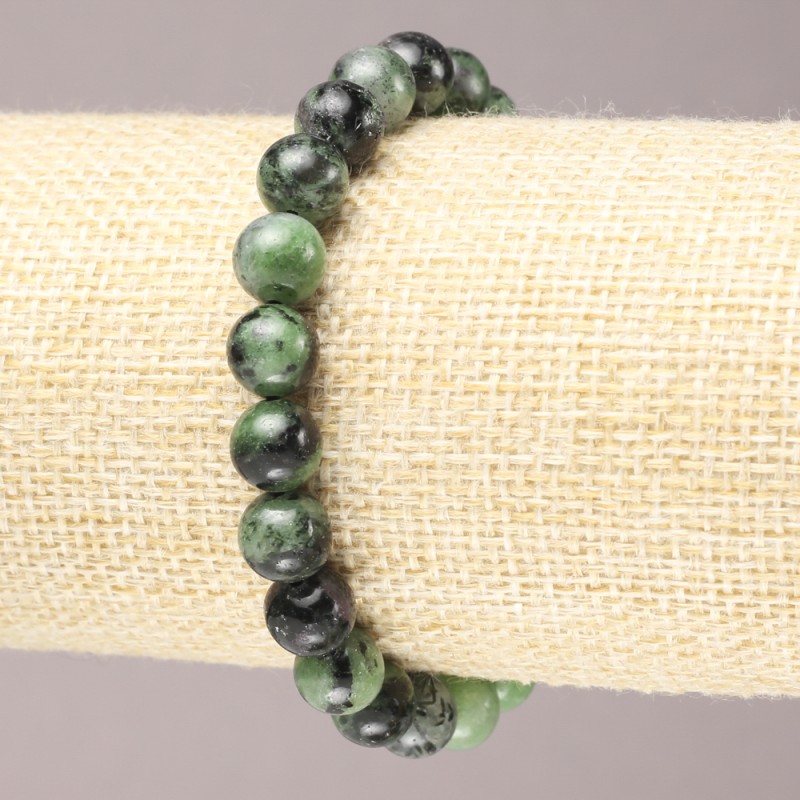 Bracelet élastique en zoïsite naturelle, perles lisses, diamètre 8 mm (±)