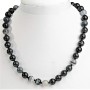 Collier en agate grise – perles lisses de 12 mm, longueur 45 cm