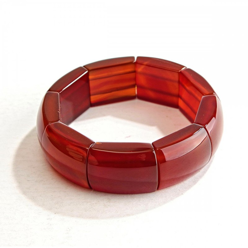 Bracelet élastique en cornaline, pierres rectangulaires