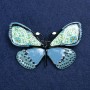 Broche Papillon argenté en métal et émail 70×40 mm +