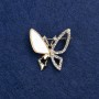 Broche «Papillon» doré en métal, nacre et strass, 27 mm +