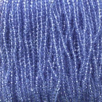 Perles bleu clair en cristal tchèque sur fil, rondelles facettées, diamètre 3,5 mm × 3, longueur 36–38 cm