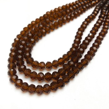 Perles en cristal tchèque sur fil brun transparent, rondelles facettées, diamètre 6×4,5 mm, longueur 38–40 cm (+/-)