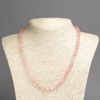 Collier en calcédoine artificielle, boules lisses de 6 mm (±), longueur 45 cm+