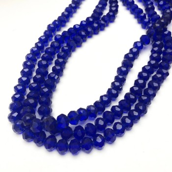 Perles bleu nuit en cristal tchèque sur fil, rondelles facettées transparentes, diamètre 8×6 mm, longueur 40–42 cm