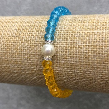Bracelet élastique en cristal tchèque + acrylique, rondelles facettées ukrainiennes, diamètre 6×4 mm, longueur 18 cm +/-