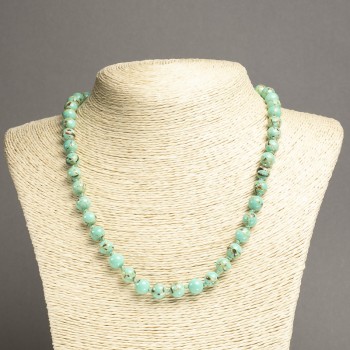 Collier de jaspe impérial vert clair (pressé), perles rondes lisses, diamètre 8 mm ±, longueur 45 cm ±