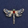 Broche Papillon doré métal, émail et strass 44x60 mm +