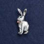 Broche Lapin avec nœud argenté, émail et strass, 45×20 mm +