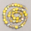 Perles sur fil en verre opalin, billes lisses jaunes + gris mats, diamètre 8 mm + -, longueur 39 cm +