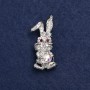 Broche Lapin argenté métal et strass 42×19 mm +