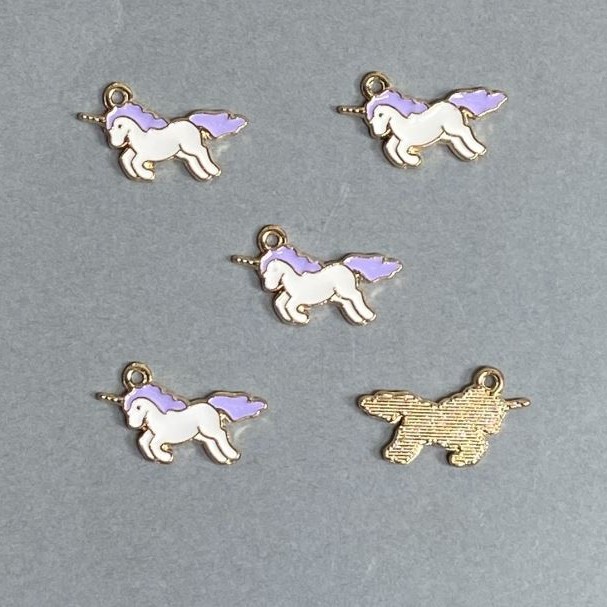 Pendentif licorne émaillé, 9 pièces, 22×12 mm