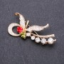 Broche papillon à strass multicolores 55×25 mm métal jaune