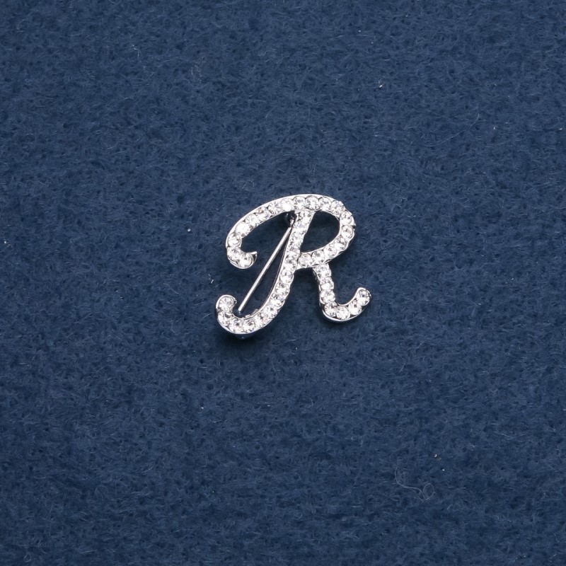 Broche initiale «R» 26×26 mm couleur argent
