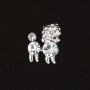 Broche miniature Caniche royal en strass, argent