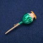 Broche Coquelicot vert émaillé, métal doré 20×65 mm