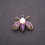 Broche papillon émail violet 33×28 mm métal jaune