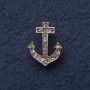 Broche «Ancre» 2,8 × 2 cm, métal gris, ornée de strass