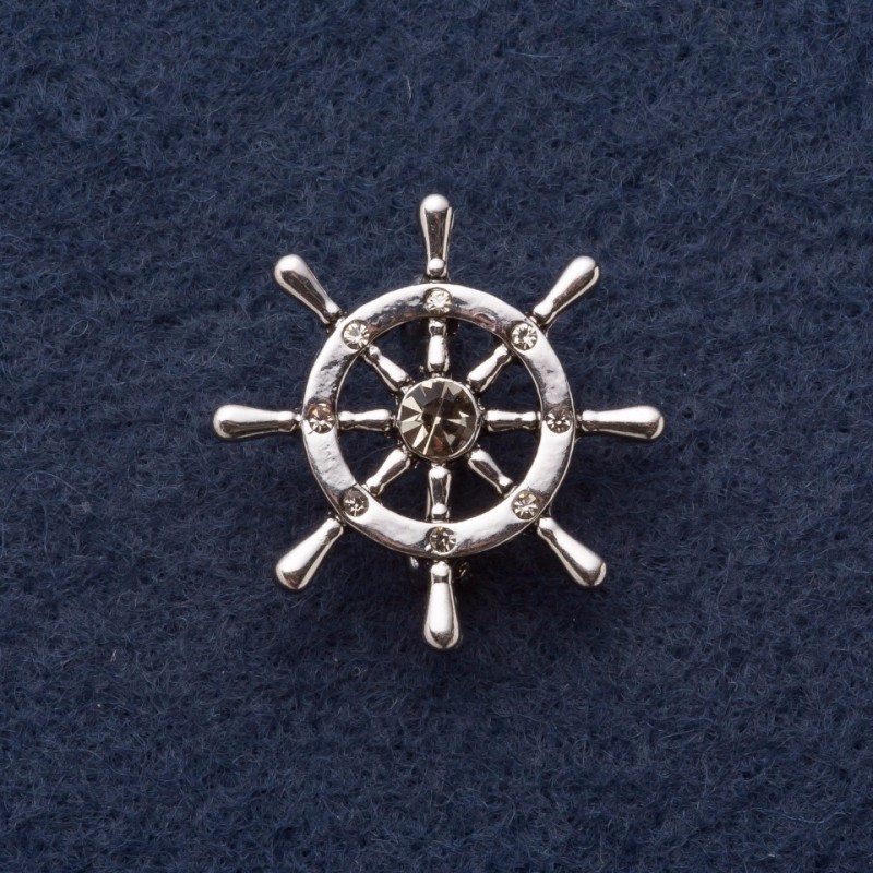 Broche «Gouvernail», diamètre 3 cm, métal gris