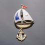 Broche Voilier à émaux colorés 6×3 cm