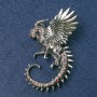 Broche Dragon argenté avec des strass rouges 64 × 50 mm+
