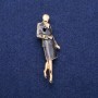 Broche-pendentif Dame avec émail doré, 18x60 mm