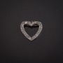 Broche Cœur en métal argenté et strass 20×18 mm +