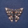 Broche «Papillon» avec de grands strass multicolores, couleur métal doré, 4×5,5 cm
