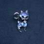 Broche «Chaton» bleu clair œil-de-chat couleur argent 30×45 mm