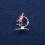 Broche Microscope avec émail et strass 24x31 mm, métal argenté