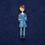 Broche «Infirmière» émail bleu, métal doré, 17×66 mm