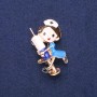 Broche infirmière multicolore émaillée, métal doré 27 × 44 mm