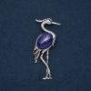 Broche-pendentif héron avec lazurite naturelle 80 × 30 mm
