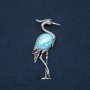 Broche-pendante Héron avec turquoise naturelle 80 × 30 mm