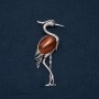 Broche-pendante Héron avec pierre naturelle de cornaline, 80 × 30 mm