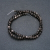 Perles sur fil en pierre naturelle d'obsidien argenté, boules lisses, diamètre 4 mm, longueur 39 cm