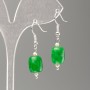 Boucles d'oreilles en chrysoprase barillet, diamètre 11×9 mm +