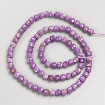 Perles naturelles en phosphosidérite facettées cubiques sur fil, diamètre 4–5 mm, longueur 38 cm ±