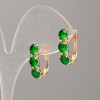 Boucles d'oreilles Xuping doré 18k avec pierre verte et strass blancs 17×5 mm